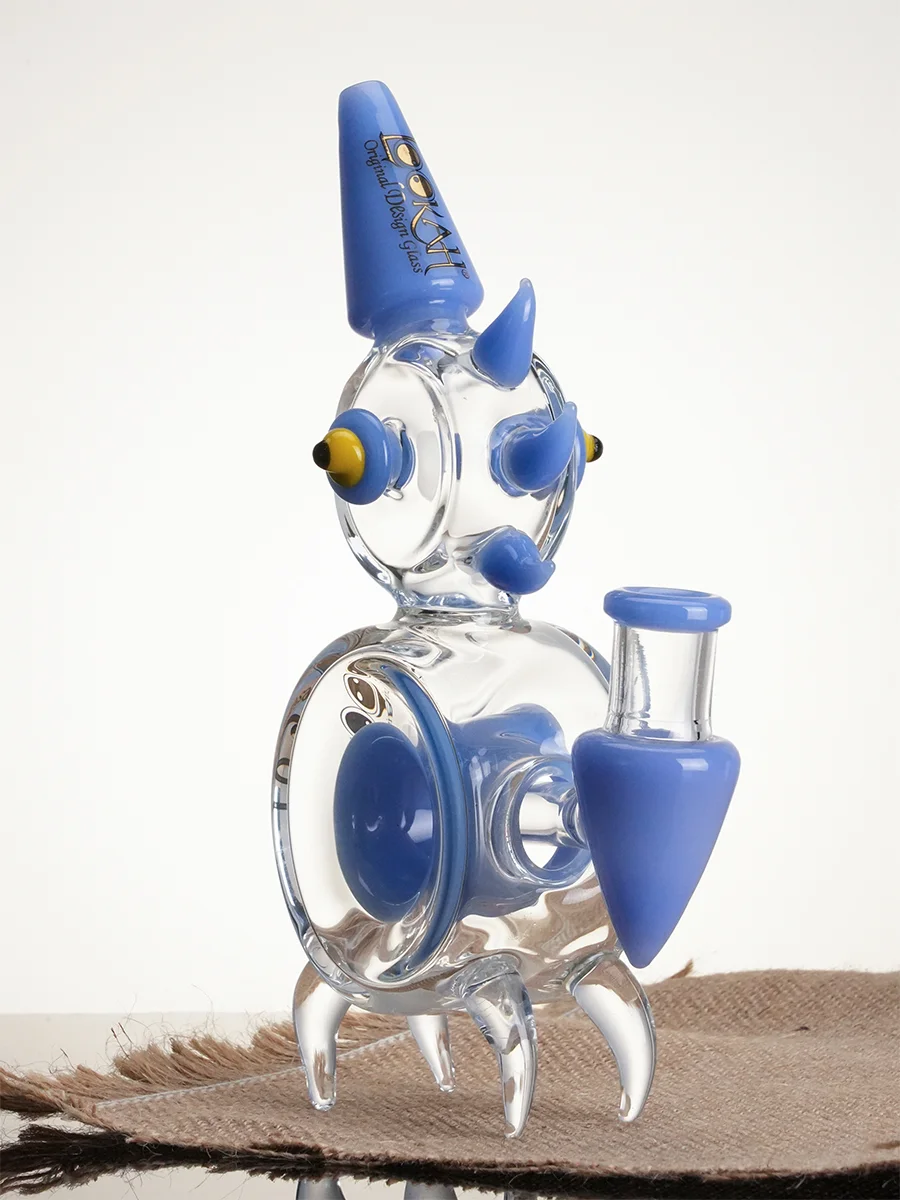 Lookah Bong 8" Mini Disc Perc Cock Glass Water Pipe - Blue, Colors: Blue, 2 image
