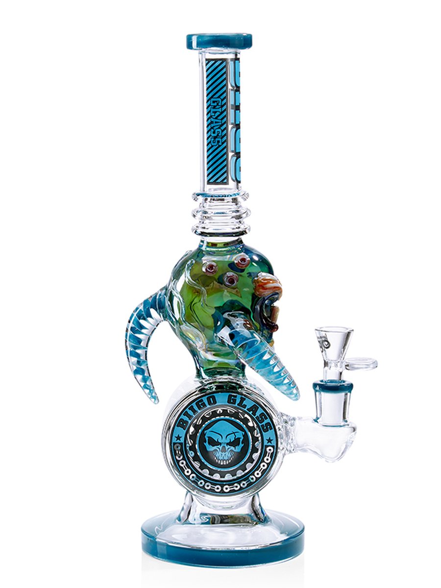 Lookah Bong 12.5 " Cool Gothic Skull Glass Bong with Donut Chamber - Blue, Colors: Blue, 4 image Lookah Bong 12.5 " Cool Gothic Skull Glass Bong with Donut Chamber - Blue, Colors: Blue, 4 image