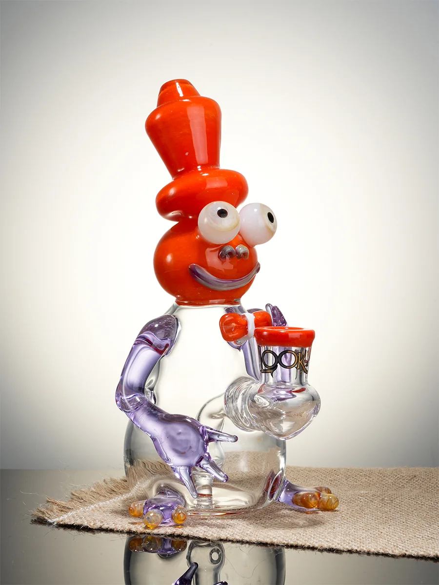 Lookah 8" Mini Cool Frog Themed Glass Dab Rig, Colors: White Jade, 2 image