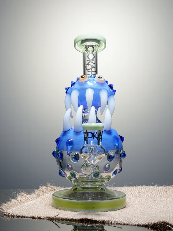 Lookah 8.5" Mini Cute  Monster Glass Dab Rig Wathet Front