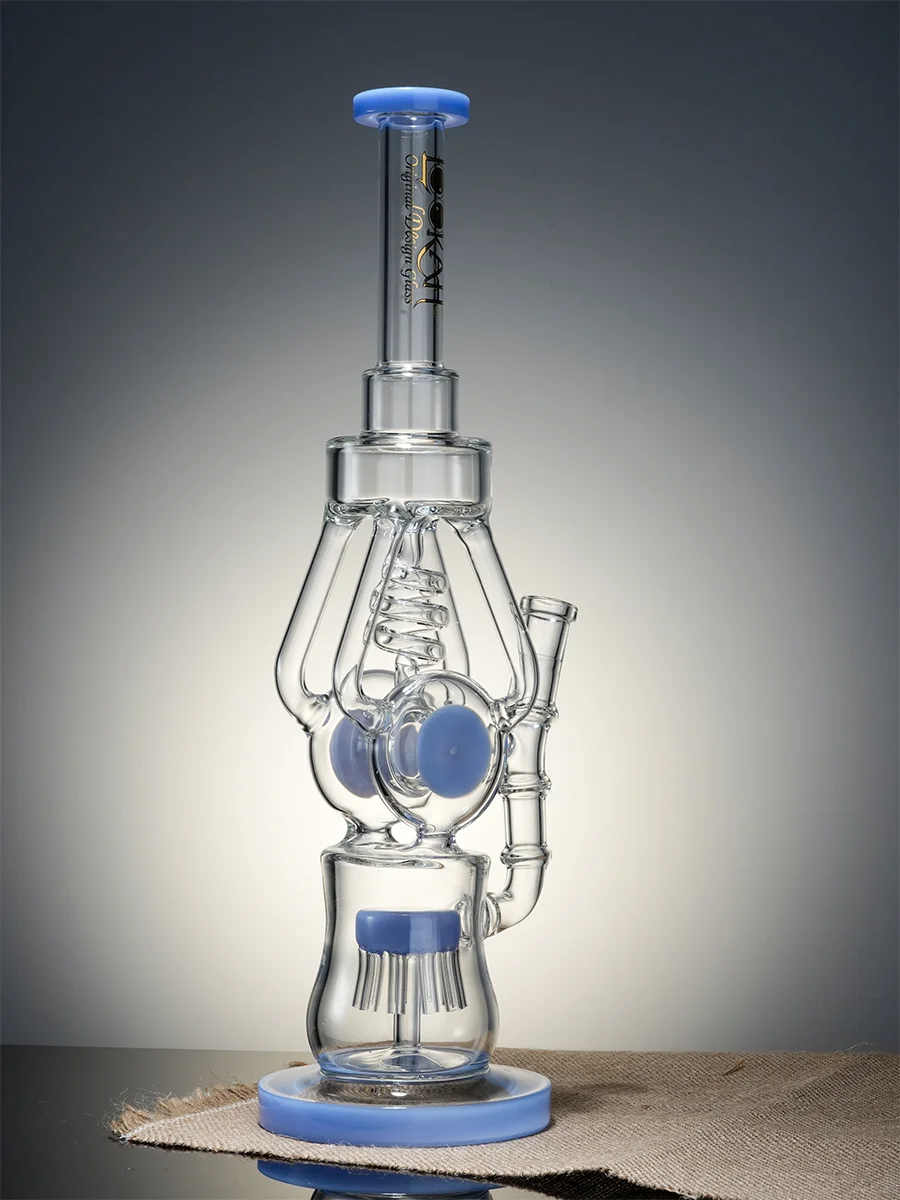 Lookah Bong 15.7" Heavy-Duty Recycler Water Pipe, Colors: Clear, 2 image Lookah Bong 15.7" Heavy-Duty Recycler Water Pipe, Colors: Clear, 2 image