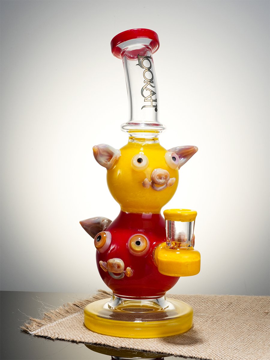 Yellow  Cute Double Piggy Dab Rig