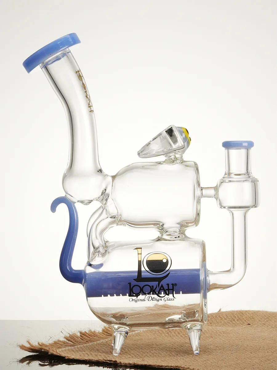 Lookah Bong 9" Cute Recycler Double Chamber Perc Water Pipe, Colors: Blue, 2 image Lookah Bong 9" Cute Recycler Double Chamber Perc Water Pipe, Colors: Blue, 2 image