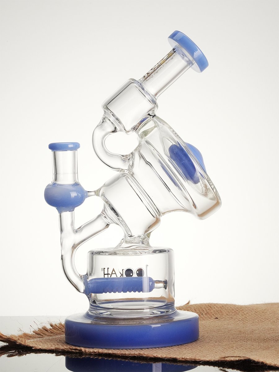 Lookah 9.6" Small Nebula Inline Perc Recycler Glass Bong, Colors: Blue Lookah 9.6" Small Nebula Inline Perc Recycler Glass Bong, Colors: Blue