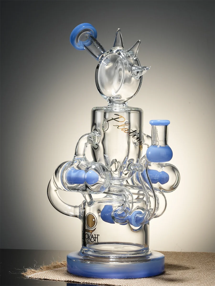 Blue Spike Spiral Inline Perc Recycler Water Pipe3