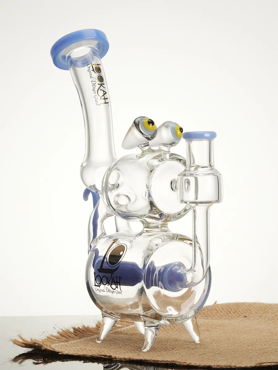 Lookah Bong 9" Cute Recycler Double Chamber Perc Water Pipe, Colors: Blue Lookah Bong 9" Cute Recycler Double Chamber Perc Water Pipe, Colors: Blue