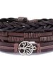 3PCS Leather Tree of Life Bracelet, Color: Brown