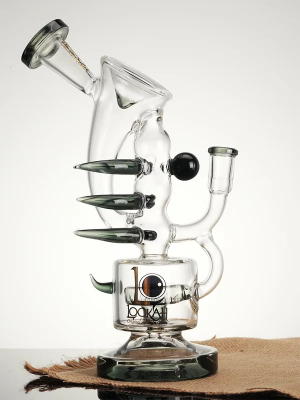 Lookah Bong 11" Double Chamber Spur Recycler Water Pipe, Colors: Transparent Black Lookah Bong 11" Double Chamber Spur Recycler Water Pipe, Colors: Transparent Black