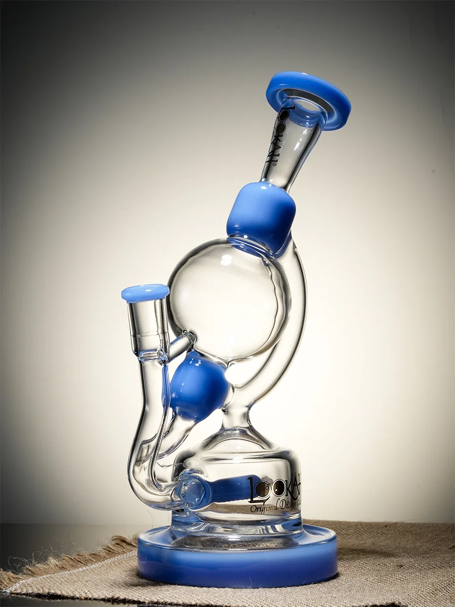 Lookah Bong 10&quot; Recycler Unique Globe Water Pipe blue