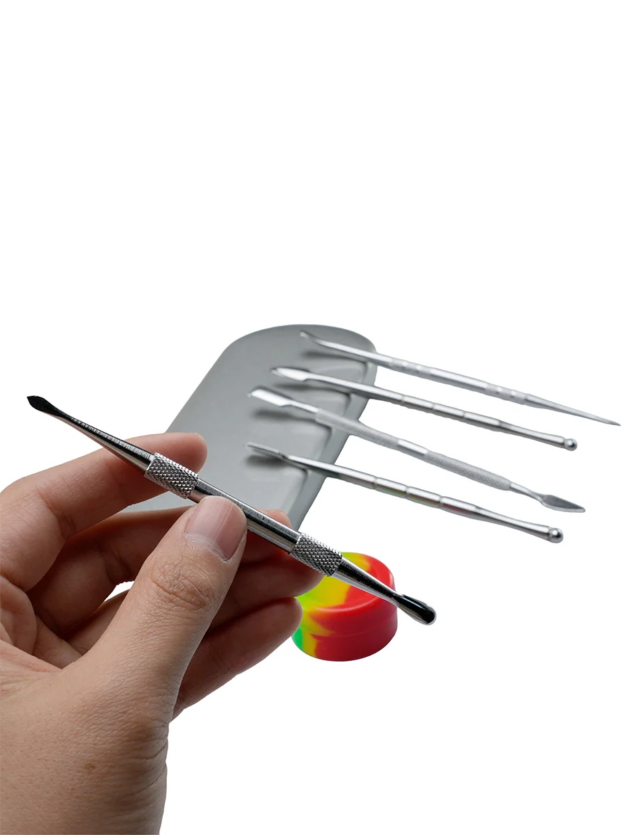 5 PCS Metal Dab Tool Kit with Silicone Container and Travel Case, Color: Rainbow, 3 image