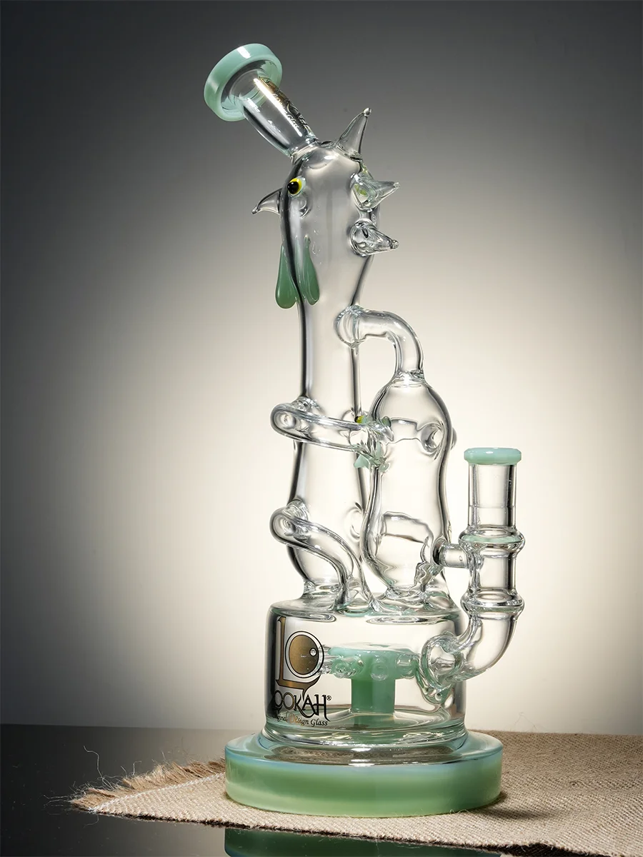 Green 3" Rooster Head Recycler Bong3 Green 3" Rooster Head Recycler Bong3