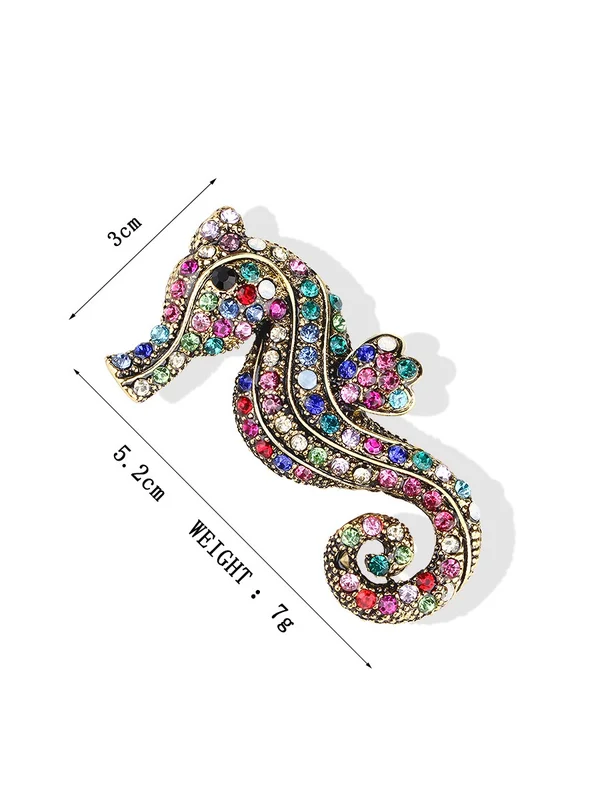 Rhinestone Seahorse Brooch Pin, 2 image Rhinestone Seahorse Brooch Pin, 2 image