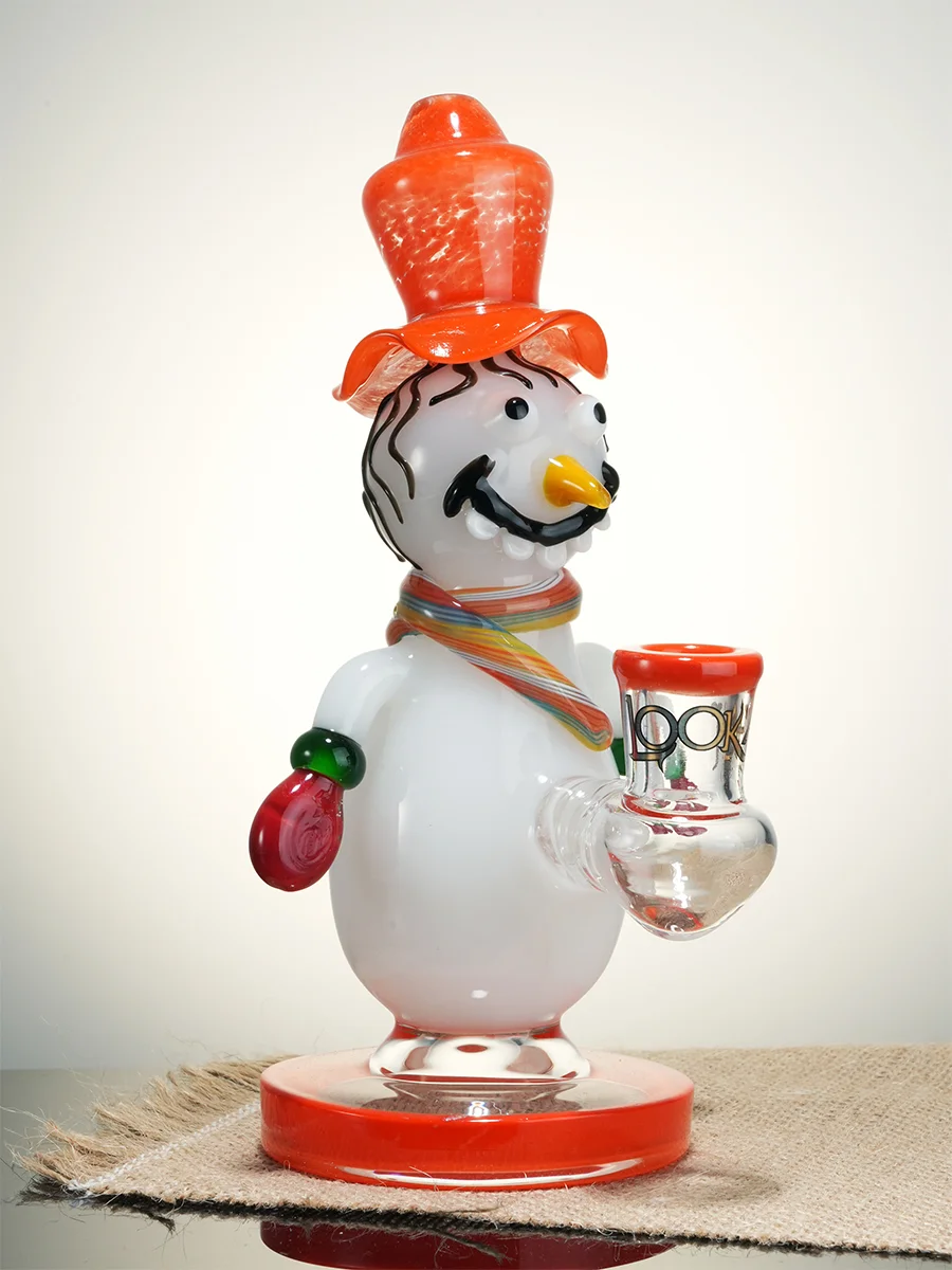 Lookah 8" Mini Funny Snowman Glass Bong, Colors: Orange, 5 image