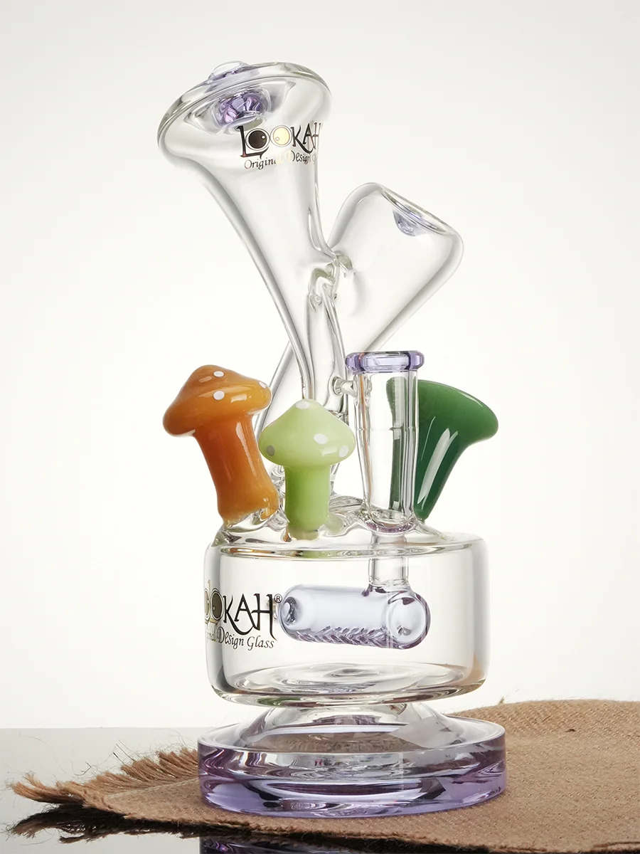 Lookah Bong 9" Cute Recycler Fairy Mushroom Recycler Water Pipe, Colors: Blue, 7 image
