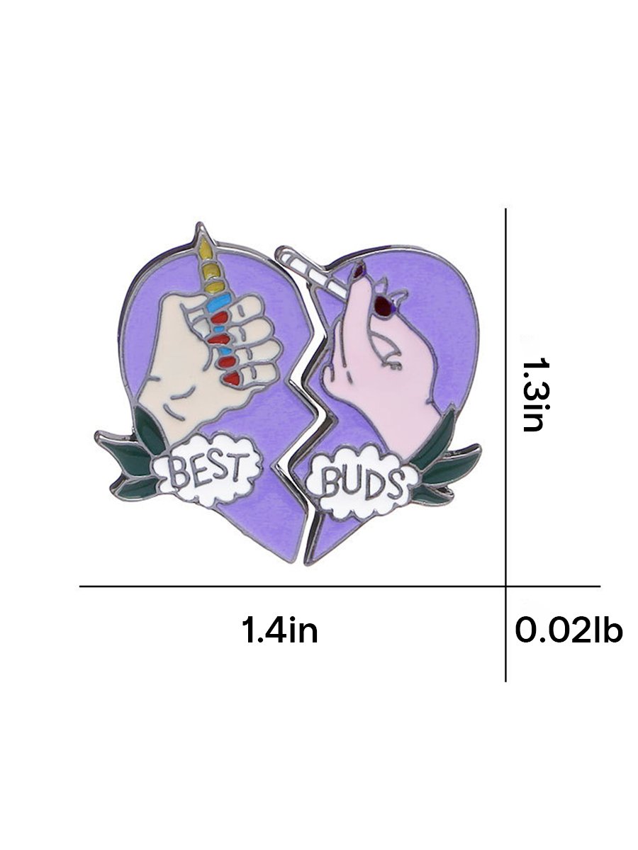 2PCS Heart-Shaped Smoking Accessory Pin Brooch Set5 2PCS Heart-Shaped Smoking Accessory Pin Brooch Set5