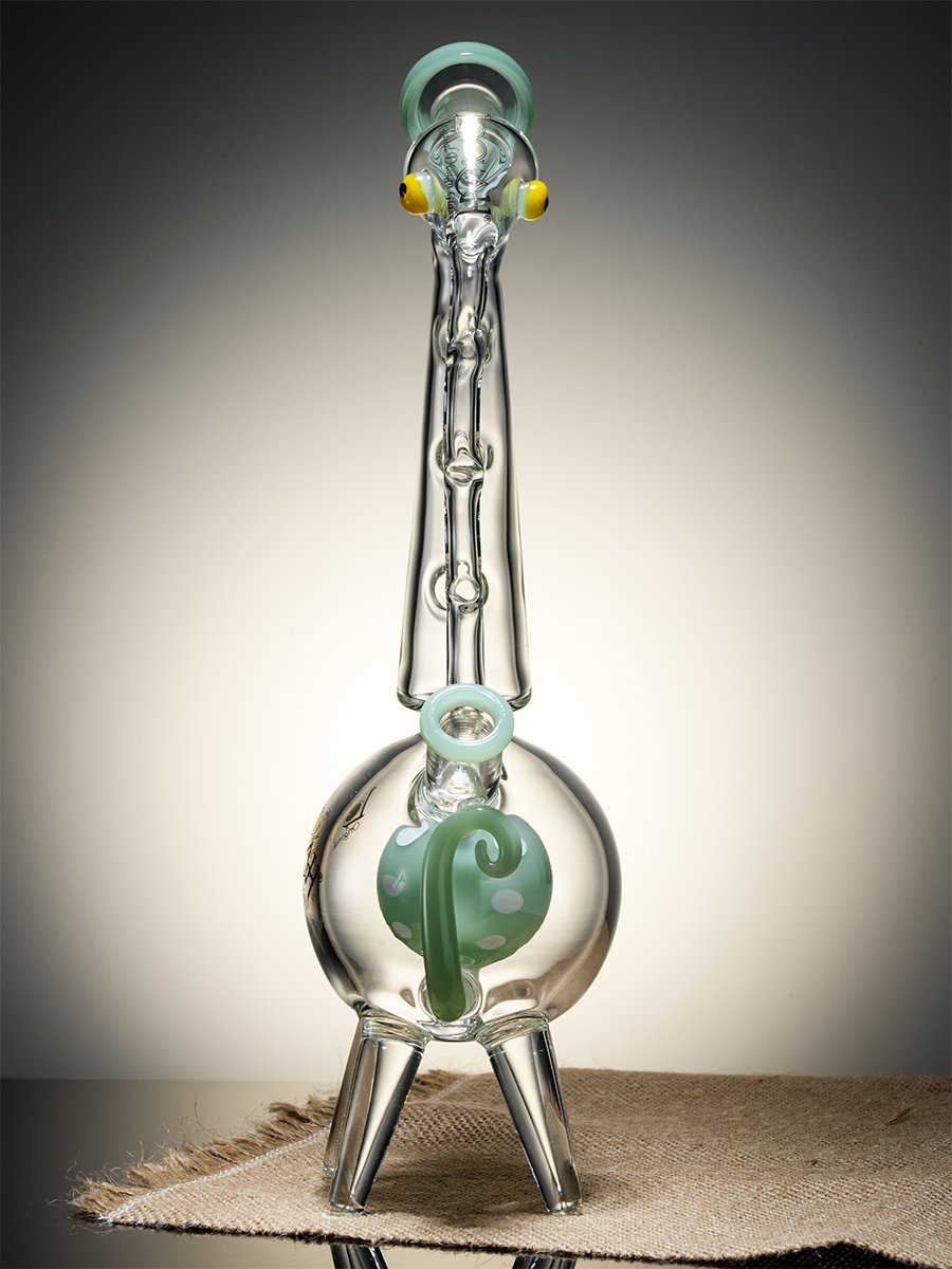Lookah Bong 12.5 ” Cool Recycler Giraffe Water Pipe Clear - Green, Colors: Clear Green, 4 image