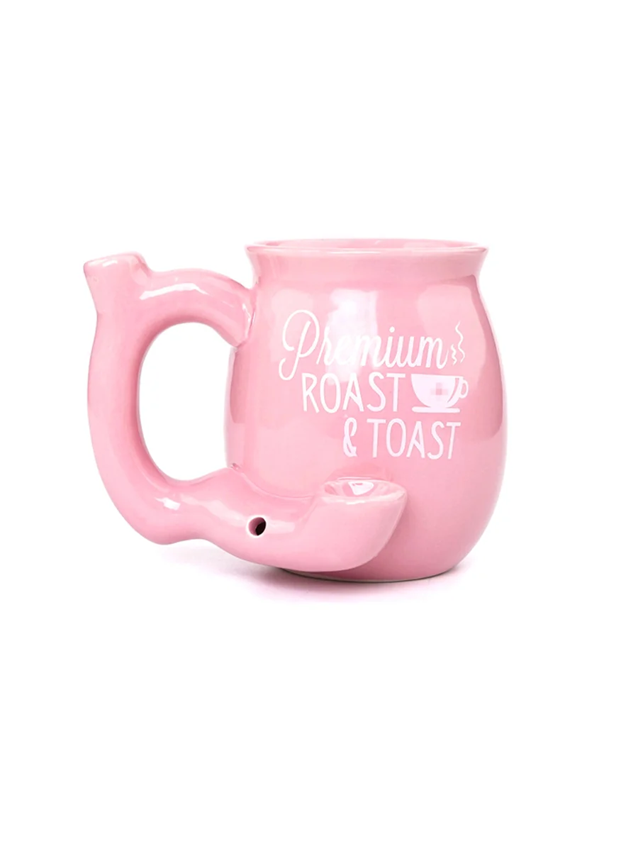Ceramic Smoking Pipe Mug Coffee Cup Pink-front