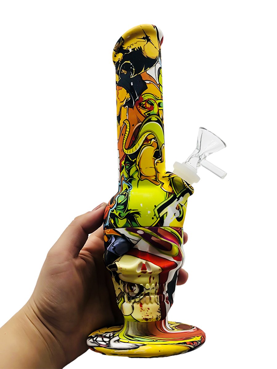 Ghost Head Angled Silicone Bong Usage Ghost Head Angled Silicone Bong Usage