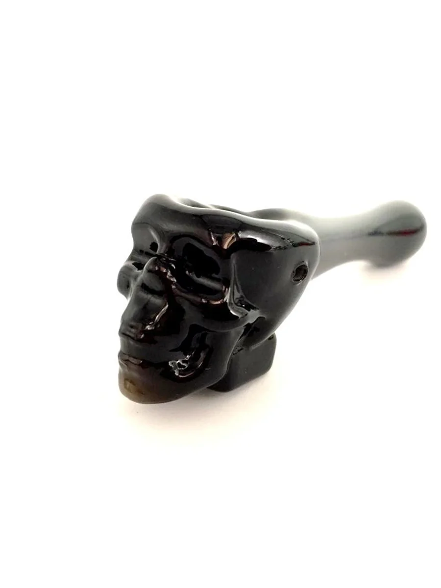 4&quot; Skull Glass Pipe Black