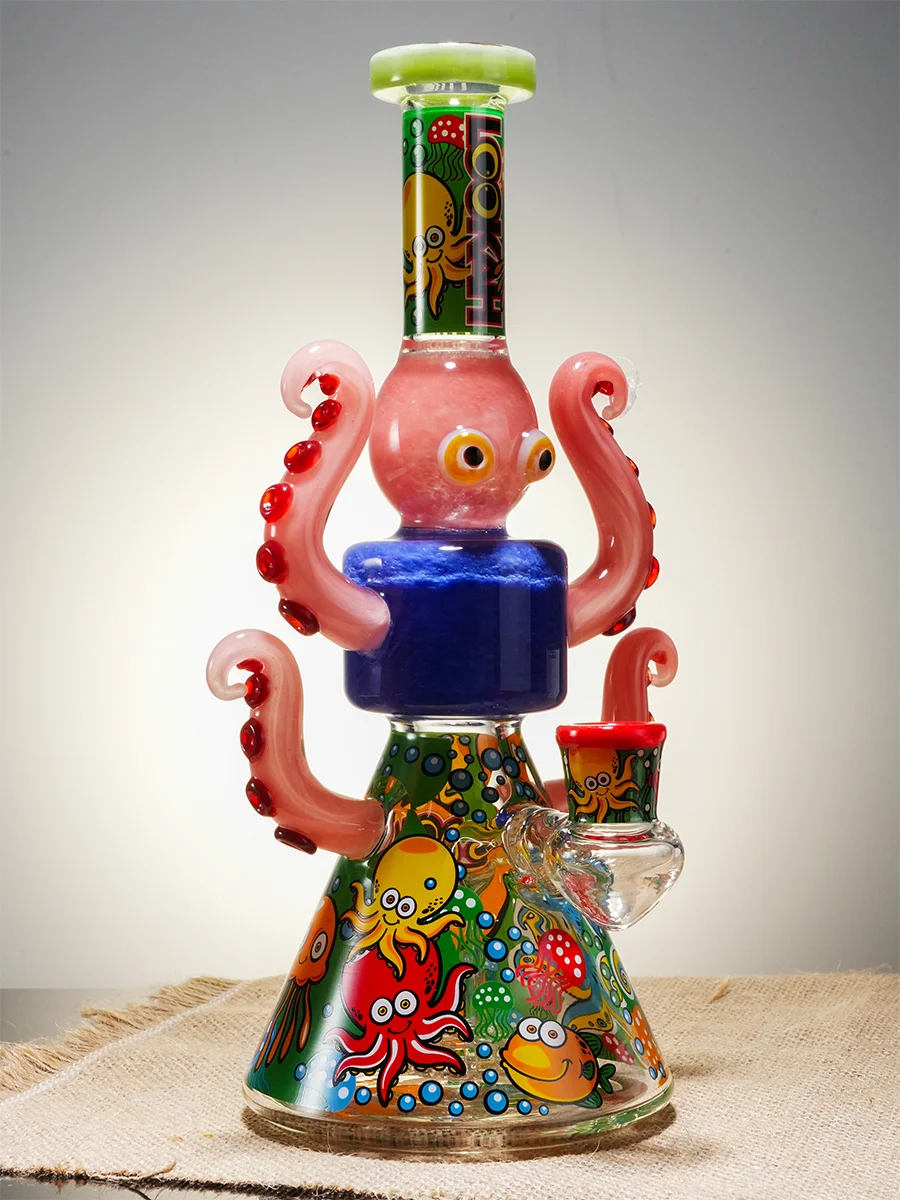 Lookah 10" Cute Lookah Octopus Glass Beaker Bong, Color: Orange, 5 image Lookah 10" Cute Lookah Octopus Glass Beaker Bong, Color: Orange, 5 image