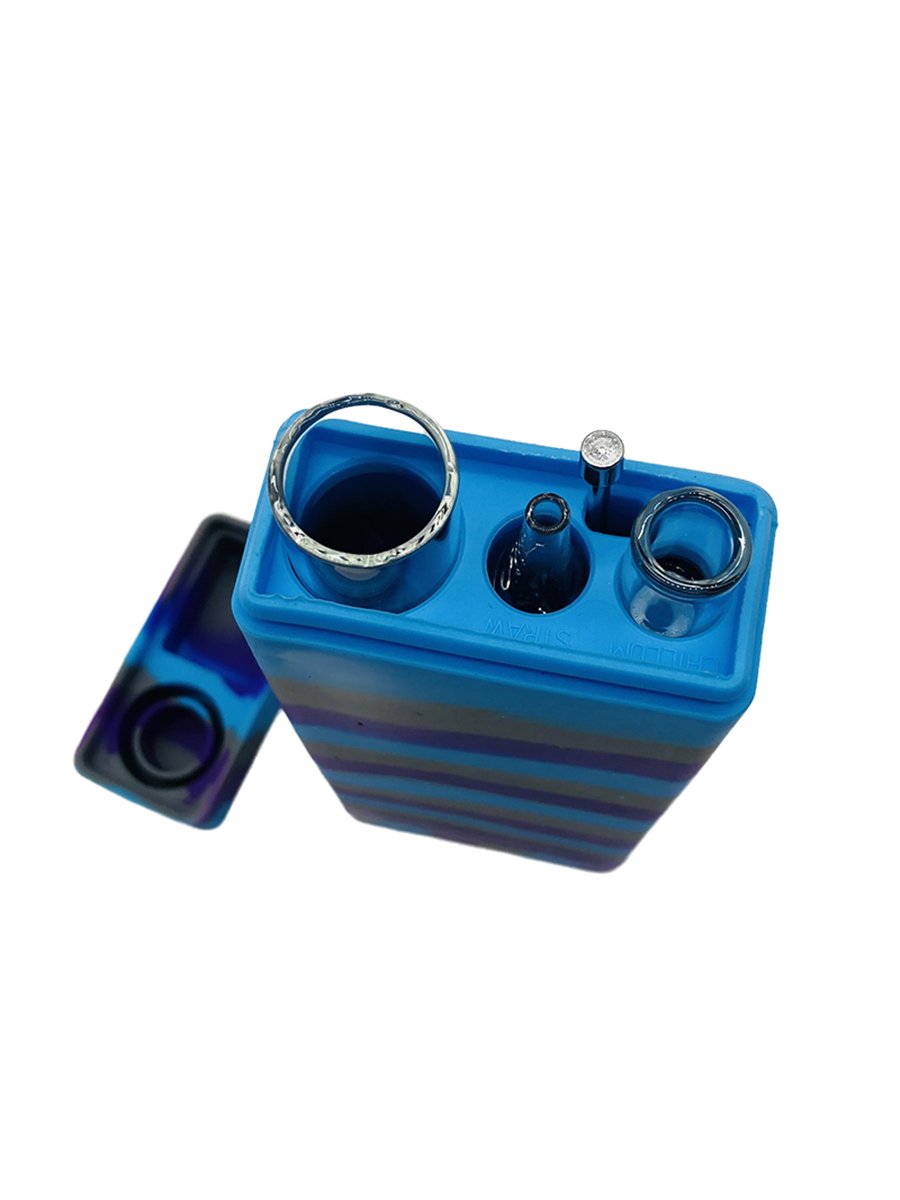 Blue Dual Lid Silicone Nectar Collector