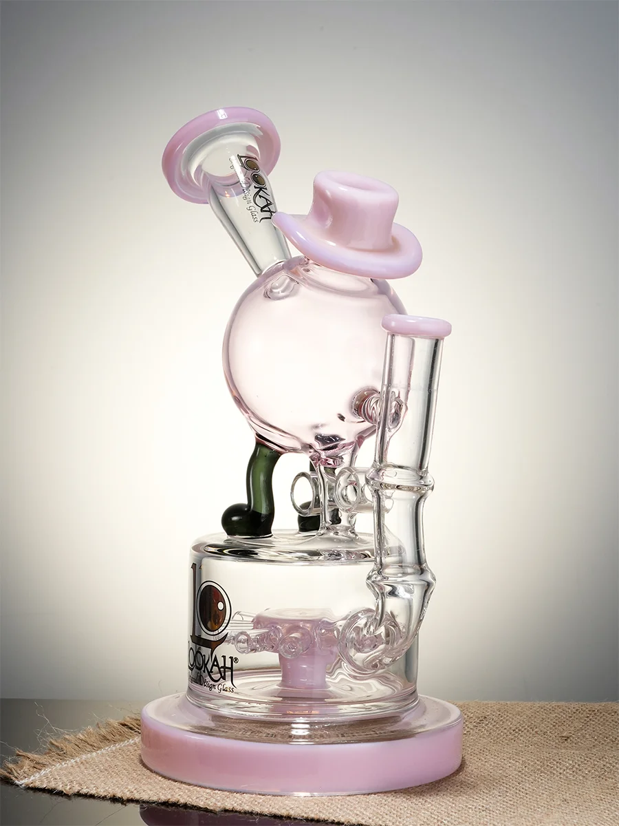 Lookah Bong 9'' Dancing Hat Sprocket Perc Water Pipe, Colors: Pink, 3 image Lookah Bong 9'' Dancing Hat Sprocket Perc Water Pipe, Colors: Pink, 3 image