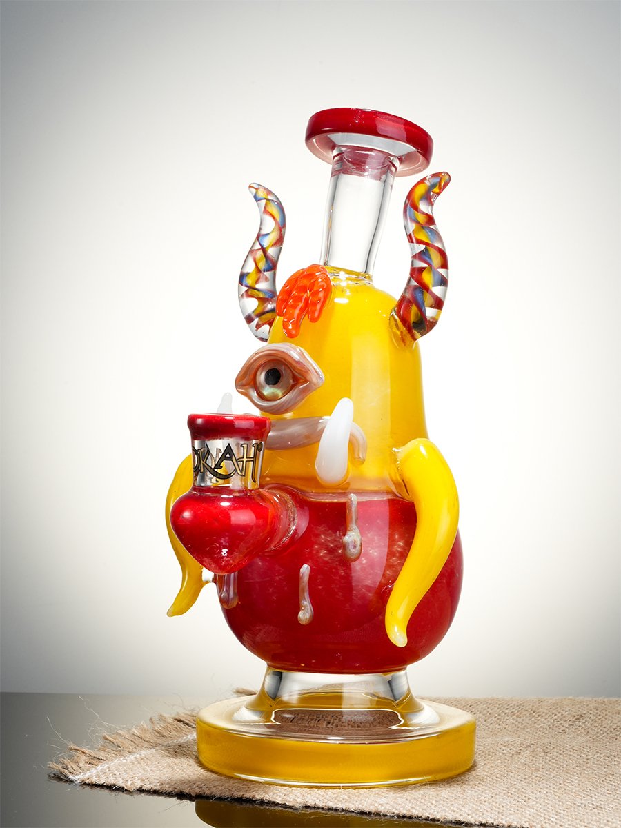 Yellow One-Eyed Big-Bellied Monster Glass Water Pipe8 Yellow One-Eyed Big-Bellied Monster Glass Water Pipe8