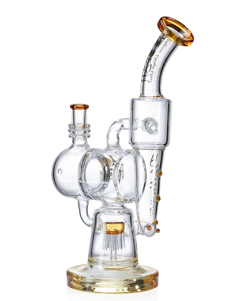 Lookah Bong 13" Double Large Tank Recycler Water Pipe, Colors: Gold, 3 image Lookah Bong 13" Double Large Tank Recycler Water Pipe, Colors: Gold, 3 image
