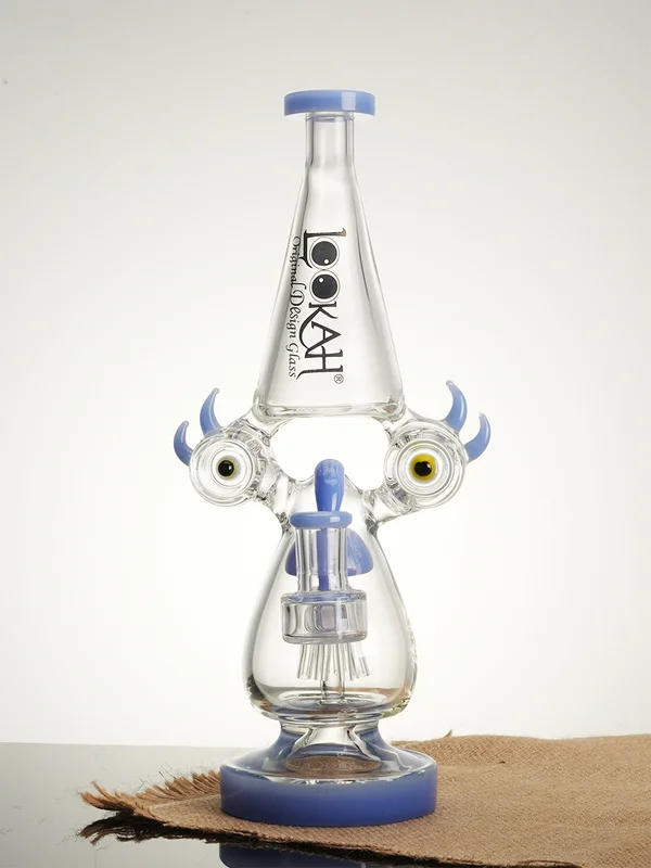 Lookah Bong 11.2" Recycler Color Rim Big Eyes Water Pipe, Colors: Blue Lookah Bong 11.2" Recycler Color Rim Big Eyes Water Pipe, Colors: Blue