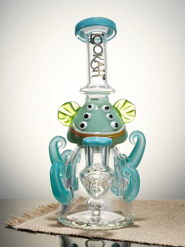 Lookah Rig 8" Mini Cute Six Eyes Clown Octopus Dab Rig, Colors: Water Blue   