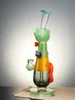 Green  Cute Cat Gentleman Glass Water Pipe5