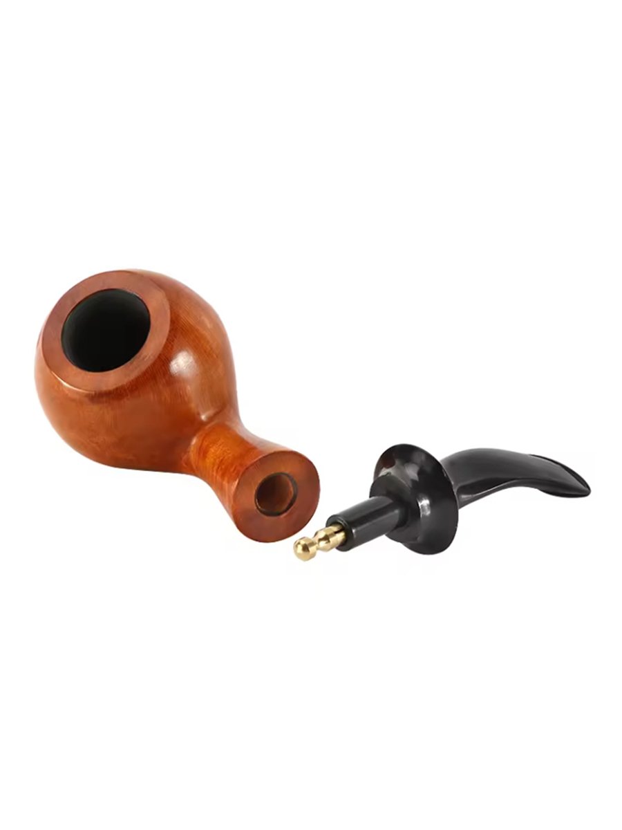 Curved Palm Style Stone Camellia Wood Pipe, 4 image