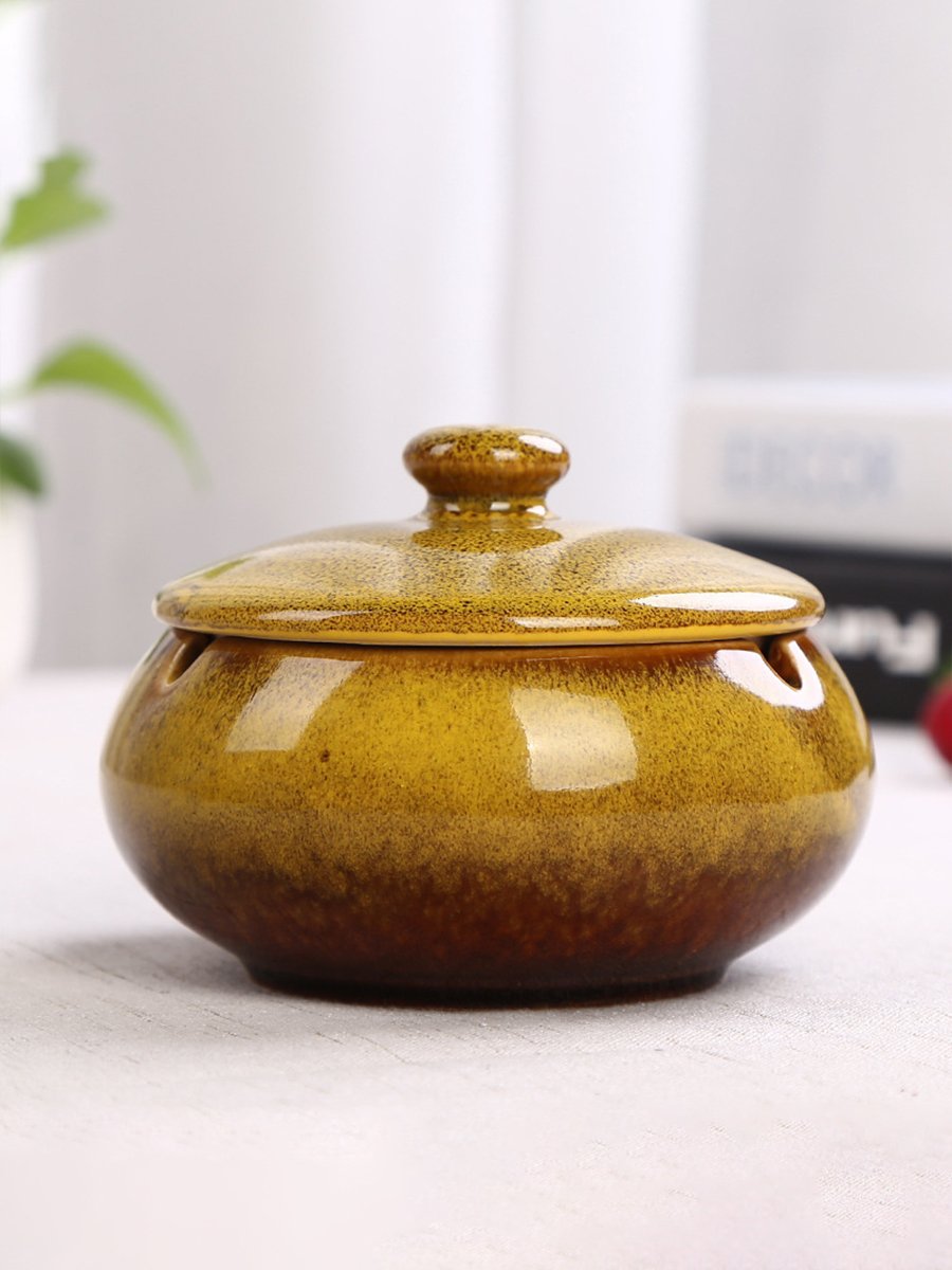 Yellow Windproof Ceramic Ashtray Yellow Windproof Ceramic Ashtray