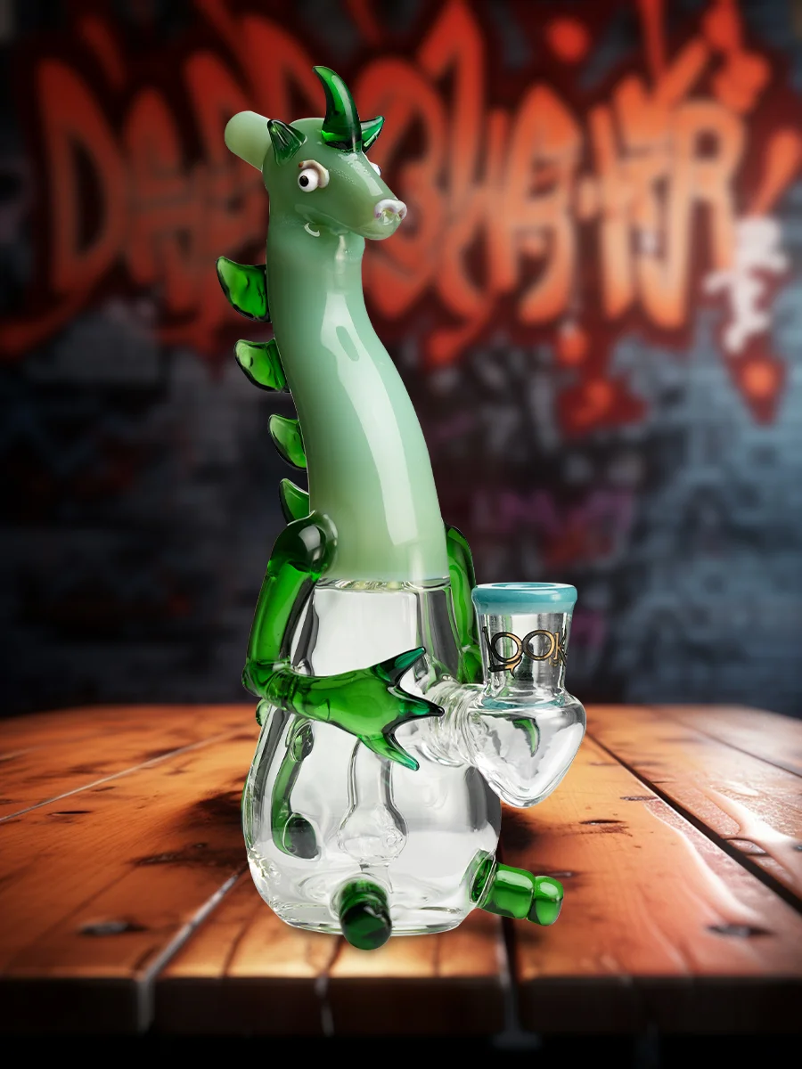 Lookah Bong 8.6" Mini Cute Elegant Hippo Glass Water Pipe green Lookah Bong 8.6" Mini Cute Elegant Hippo Glass Water Pipe green