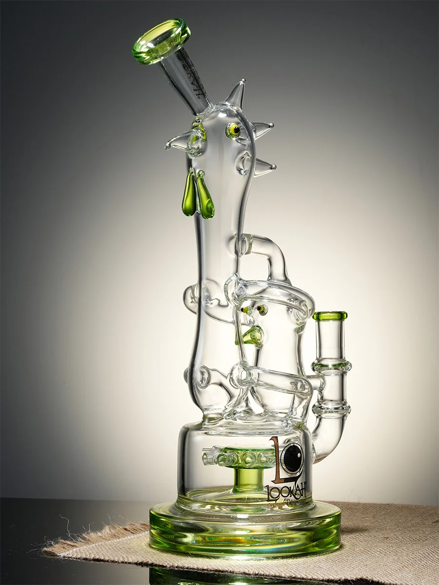 Green 3" Rooster Head Recycler Bong Green 3" Rooster Head Recycler Bong