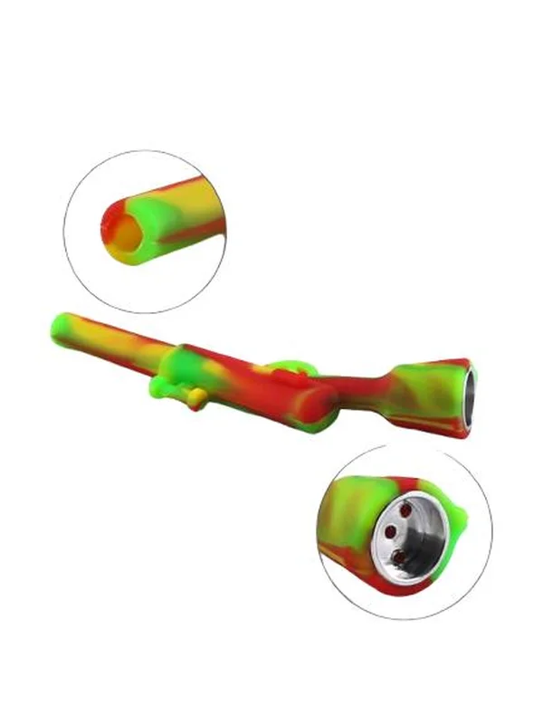 2Pcs Rifle Silicone One Hitter Metal  Bowl  Detail 2Pcs Rifle Silicone One Hitter Metal  Bowl  Detail