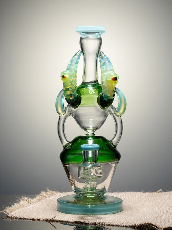 10 inch colorful Ox horn Glass Bong, Color: Green, 2 image