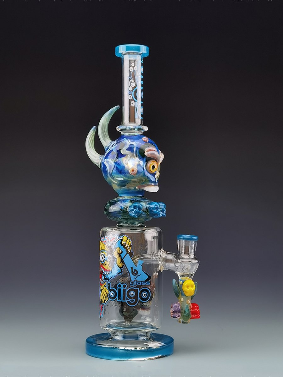 Lookah Bong 14.5 " Cool Dark Humor Skull Glass Water Pipe - Blue, Colors: Blue, 2 image Lookah Bong 14.5 " Cool Dark Humor Skull Glass Water Pipe - Blue, Colors: Blue, 2 image