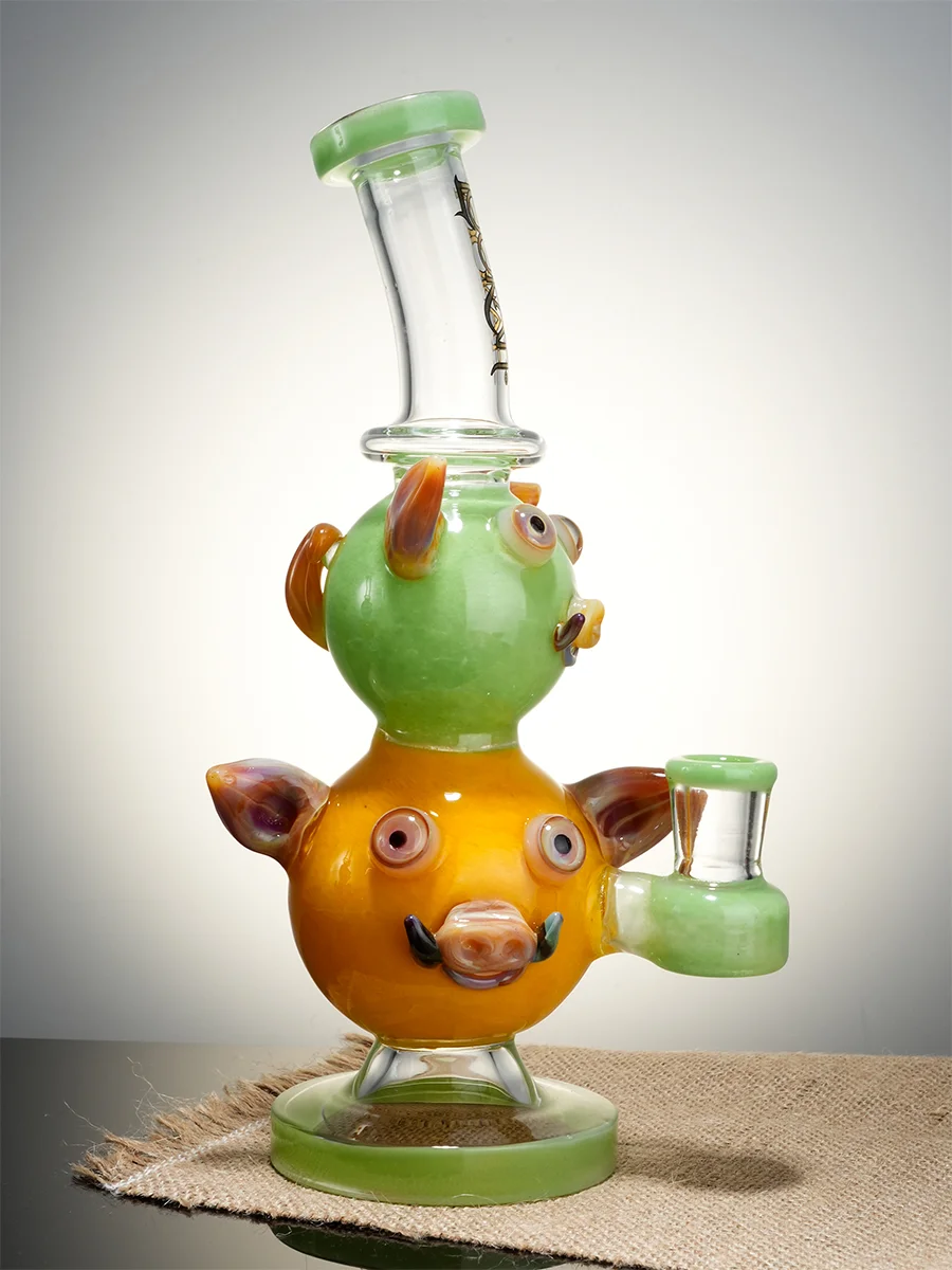 Green  Cute Double Piggy Dab Rig2