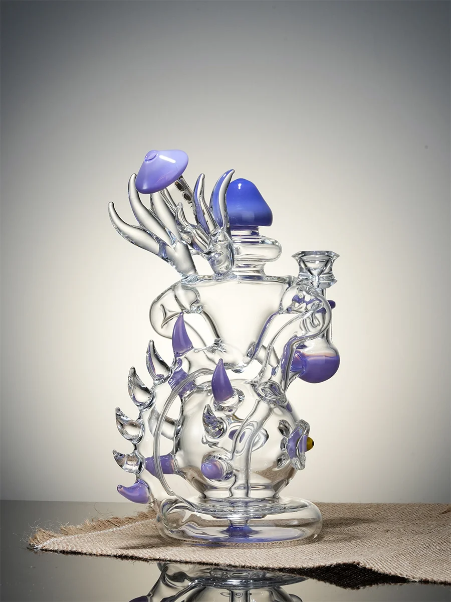 Lookah Rig 8.7" Novelty Rare Hourglass Spine Dab Rig, Colors: Purple, 4 image Lookah Rig 8.7" Novelty Rare Hourglass Spine Dab Rig, Colors: Purple, 4 image