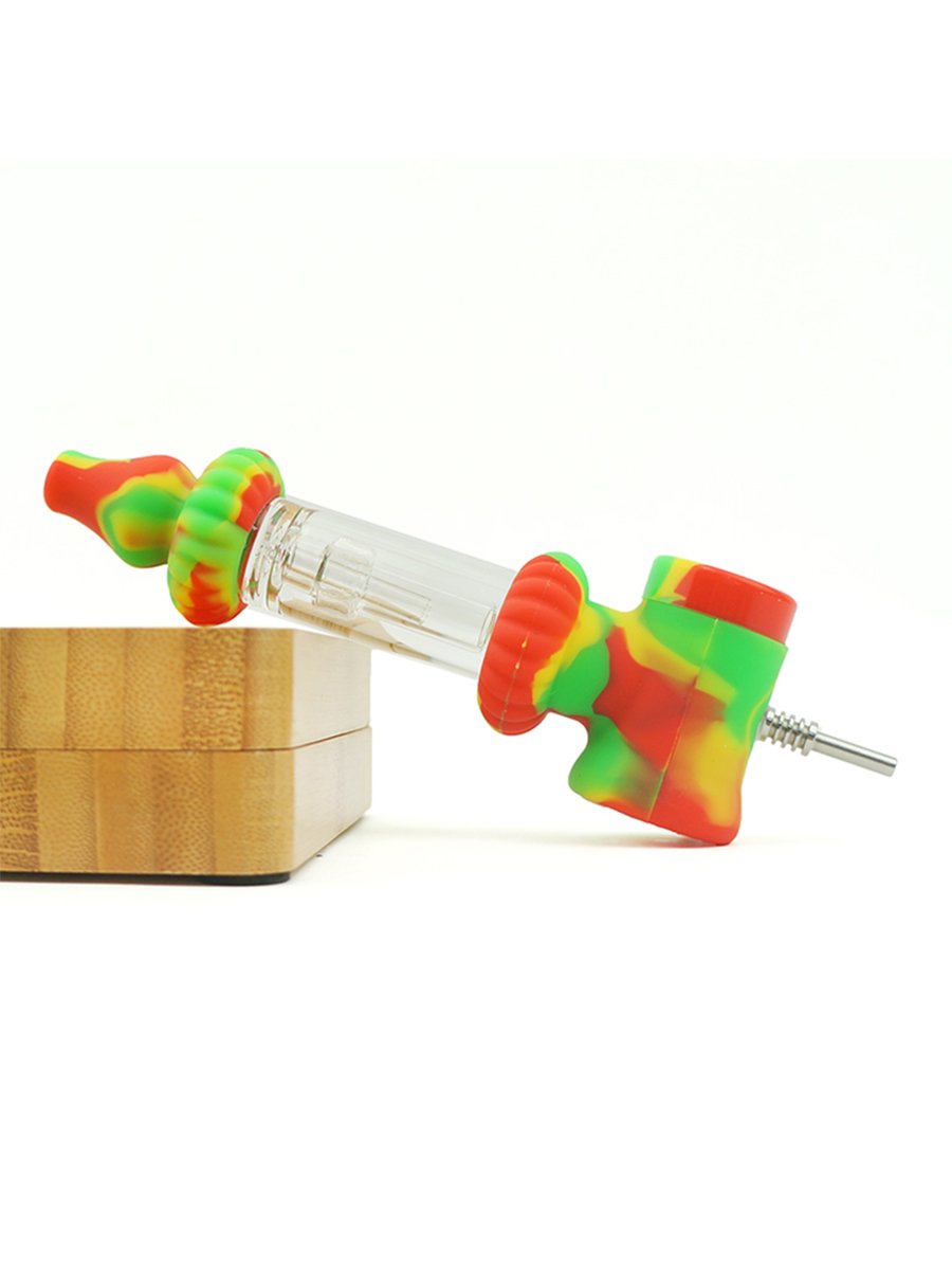 Silicone 2-in-1 Bubbler Pipe Nectar Collector green red