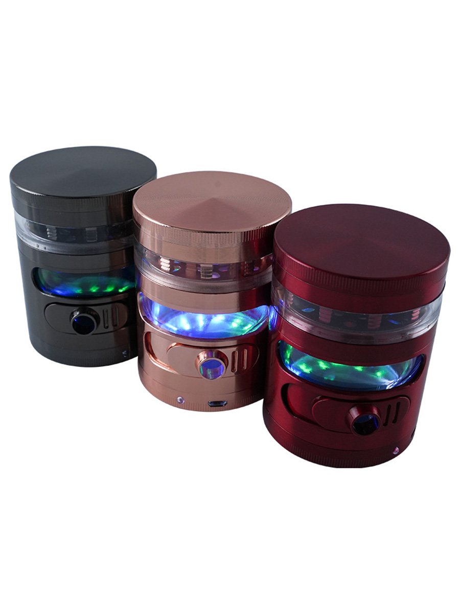 LED Light Double-Layer Hollow Zinc Alloy Herb Grinder LED Light Double-Layer Hollow Zinc Alloy Herb Grinder