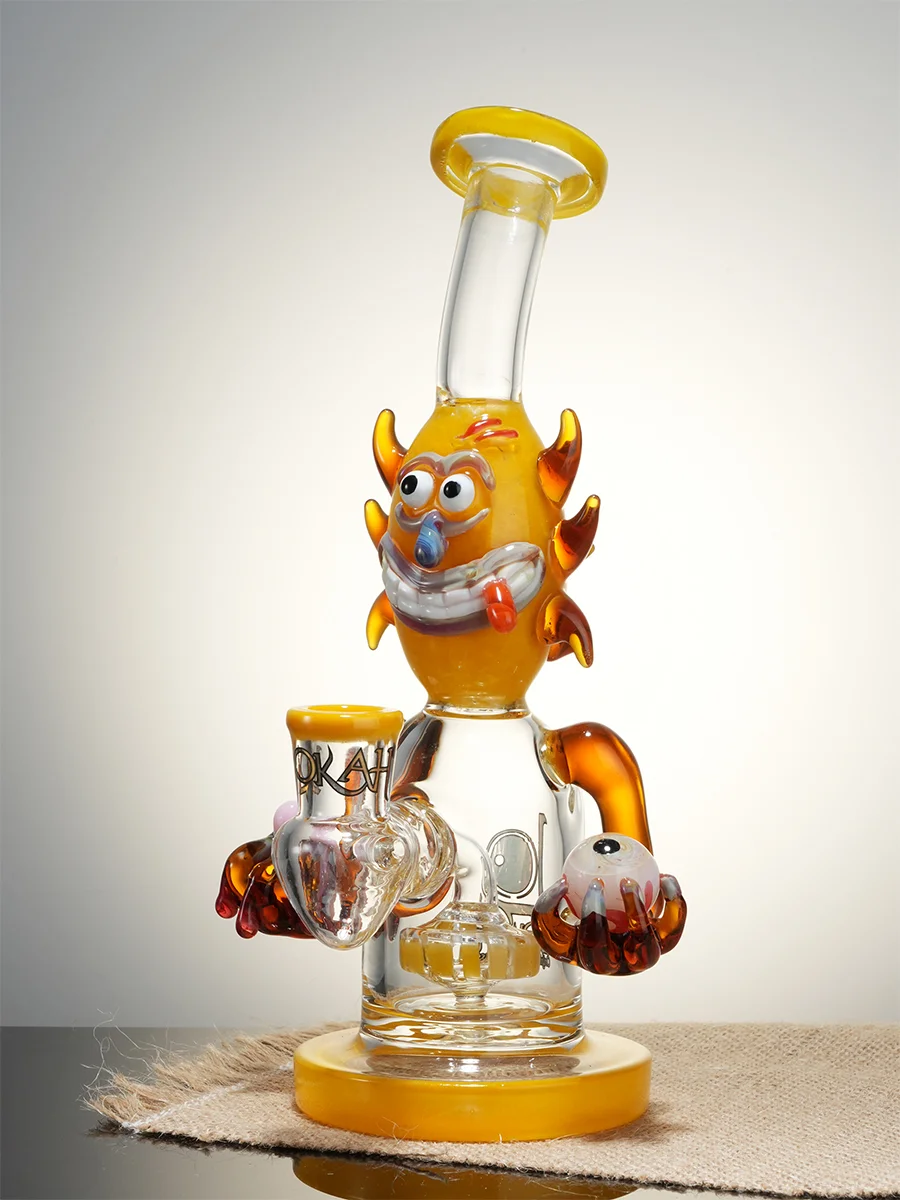 Lookah Bong 9" Turbine Perc Funny Looks Water Pipe, Colors: Yellow, 10 image Lookah Bong 9" Turbine Perc Funny Looks Water Pipe, Colors: Yellow, 10 image