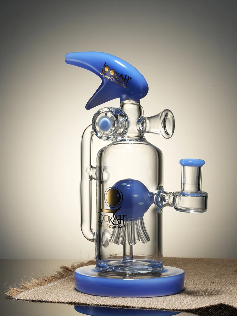Lookah Bong 9&quot; Cool Recycler Fire Extinguisher Water Pipe blue2
