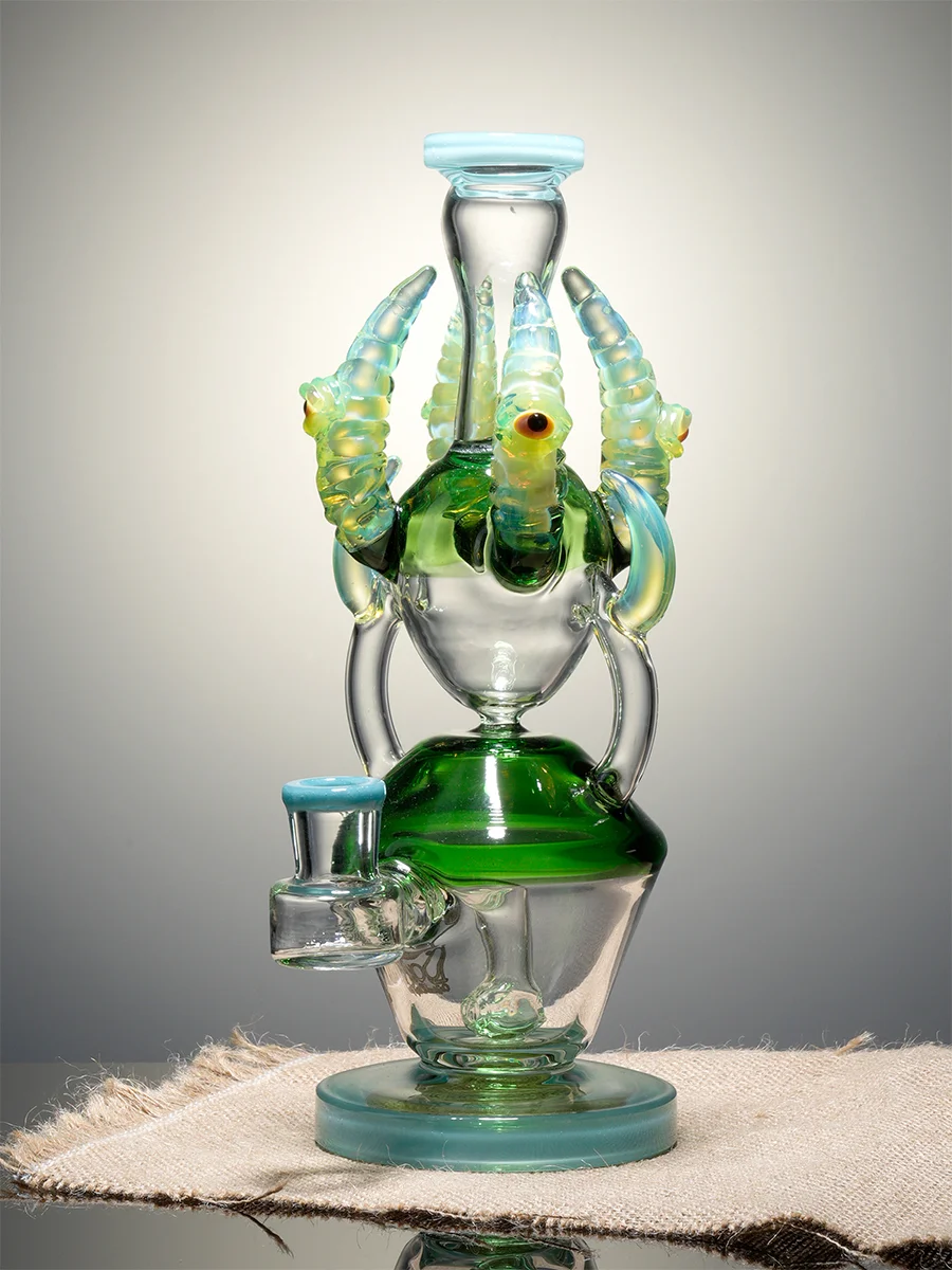 Lookah 10" Cool colorful Ox horn Glass Bong, Color: Green, 6 image Lookah 10" Cool colorful Ox horn Glass Bong, Color: Green, 6 image