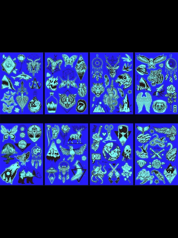 8PCS Fluorescent Tattoo Stickers
