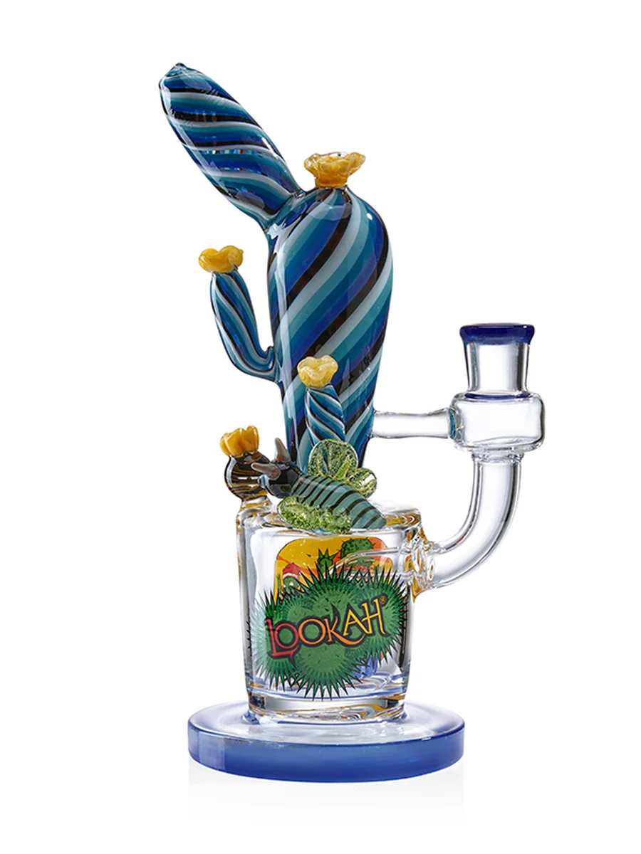 Lookah Bong 12" Cute Cactus Glass Water Pipe - Dark Blue, Colors: Dark Blue, 2 image