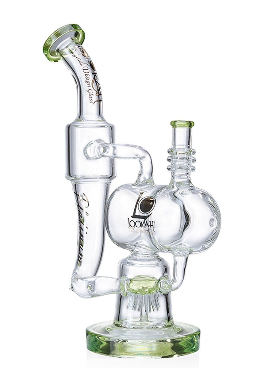 Platinum Glass Recycler Bong, Colors: Clear Green, 2 image Platinum Glass Recycler Bong, Colors: Clear Green, 2 image