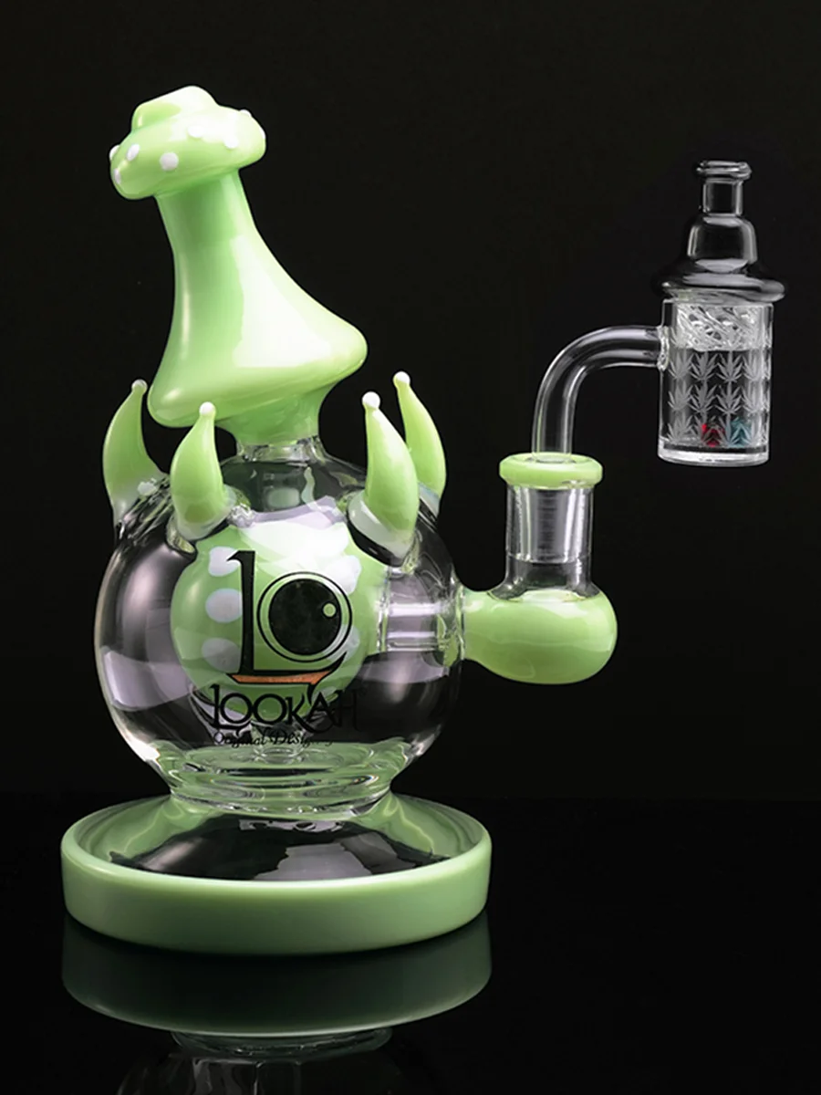14 MM Bamboo Seal Engraving Quartz Flat Top Banger with Spinner Carb Cap and 3 Terp Pearls, Color: Green, 3 image 14 MM Bamboo Seal Engraving Quartz Flat Top Banger with Spinner Carb Cap and 3 Terp Pearls, Color: Green, 3 image