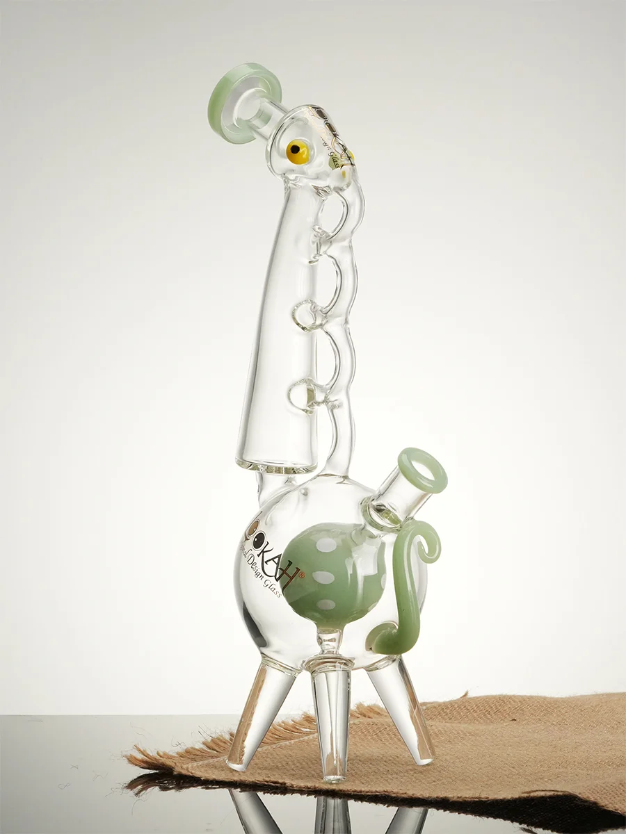 Lookah Bong 12.5" Cool Recycler Giraffe Water Pipe, Colors: Blue, 4 image